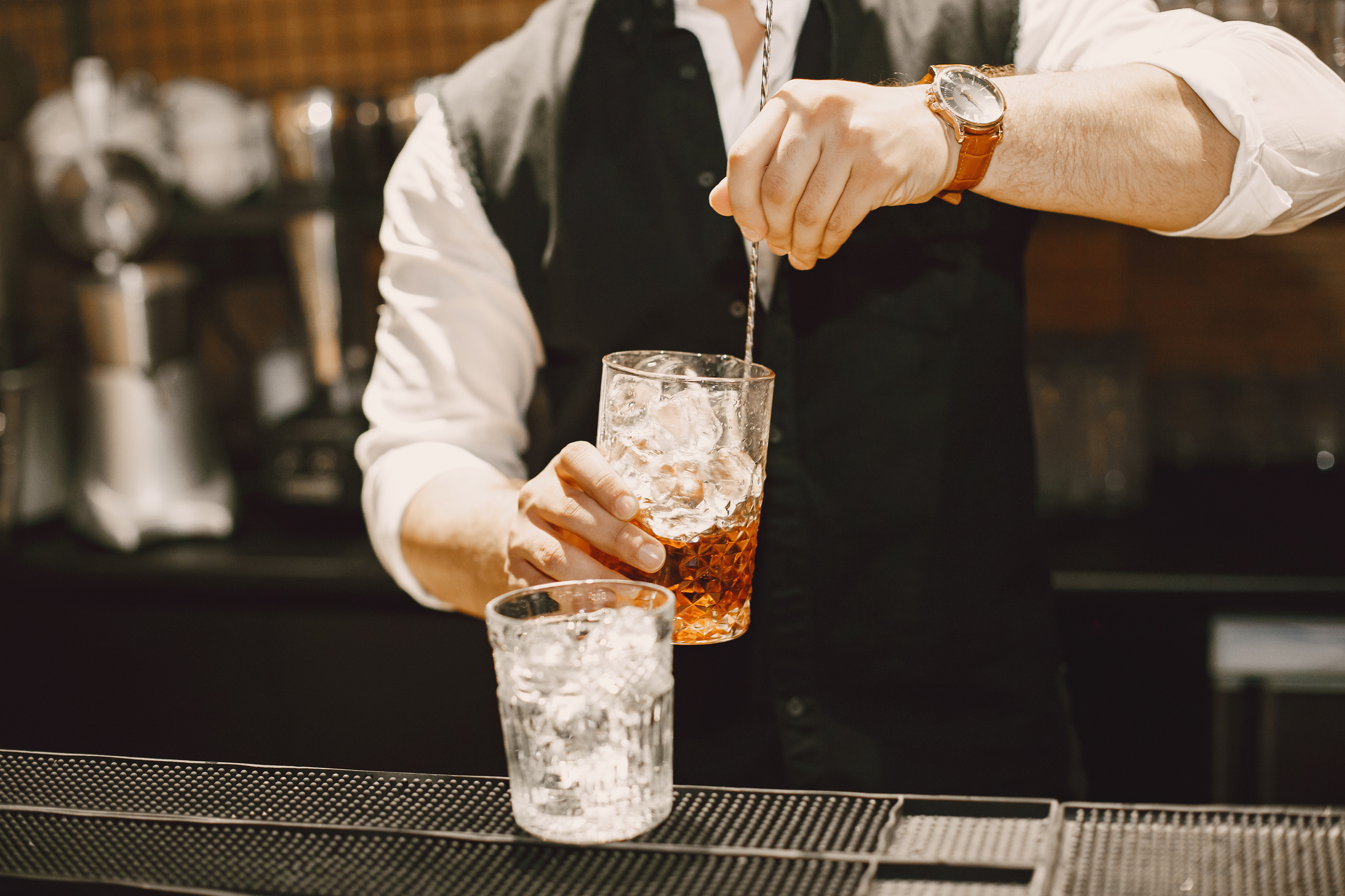 Close-Up Shot of a Bartender Preparing an Alcoholic Drink